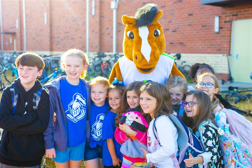 Students walk to school
